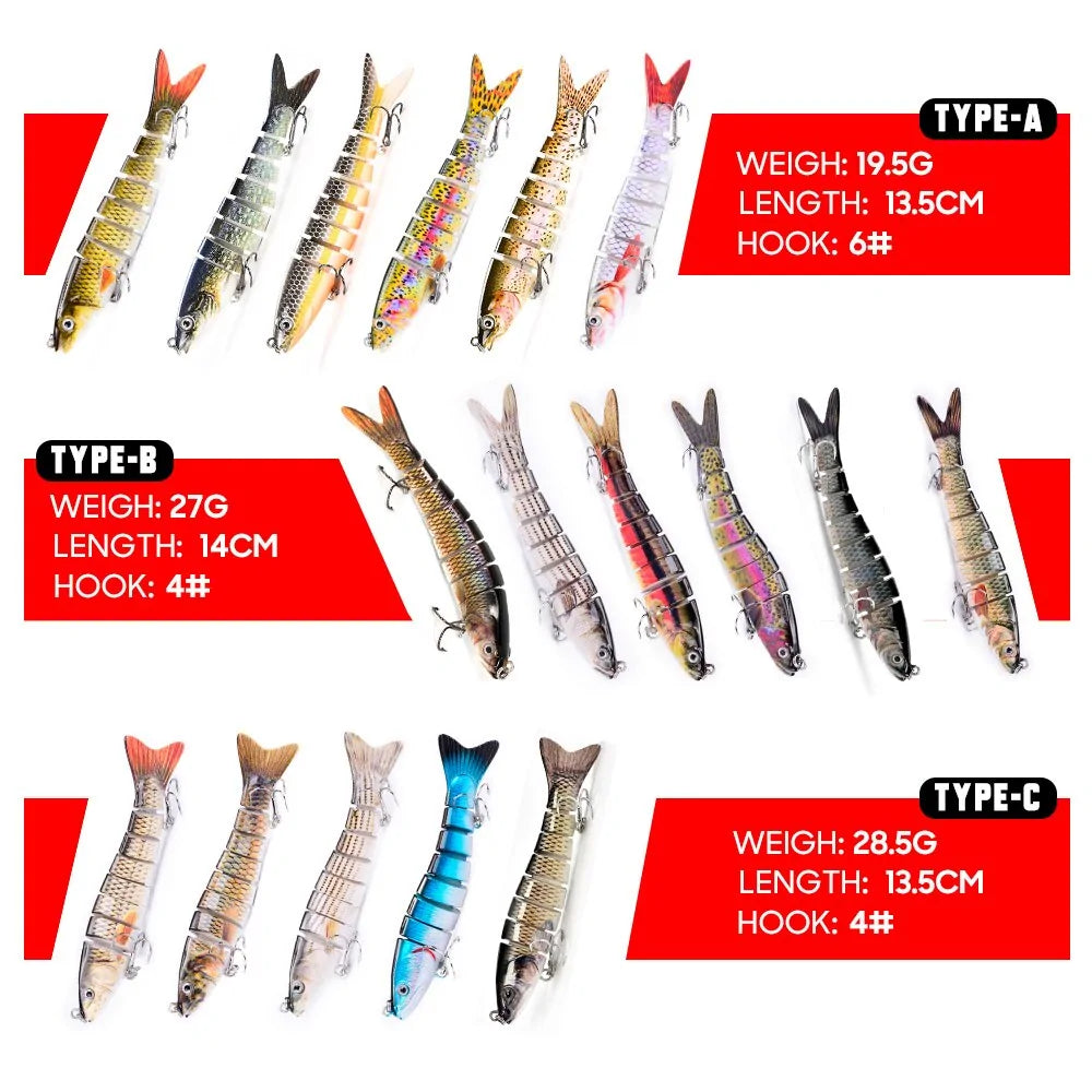 8-Segment Multi-Jointed Swimbait Fishing Lure