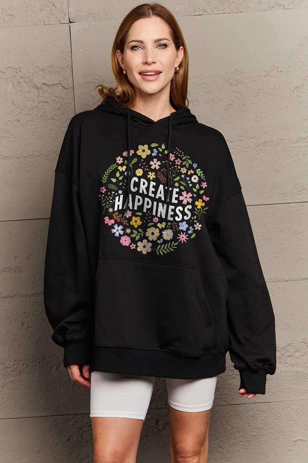 Simply Love Simply Love Full Size CREATE HAPPINESS Graphic Hoodie