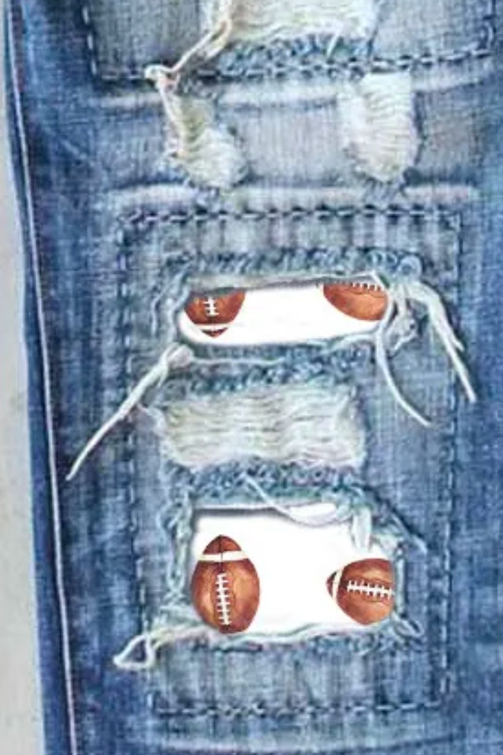 Distressed Football Straight Jeans