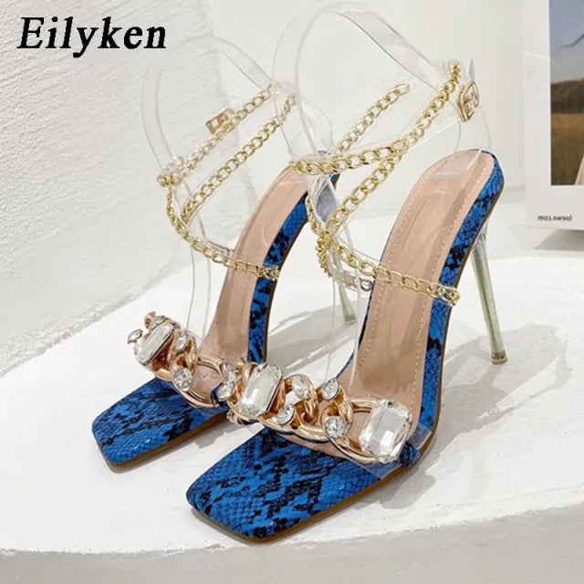 Crystal Chain Transparent Heels