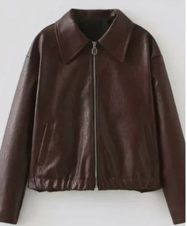 Retro Biker's Style Wine Red Matte Leather Jacket