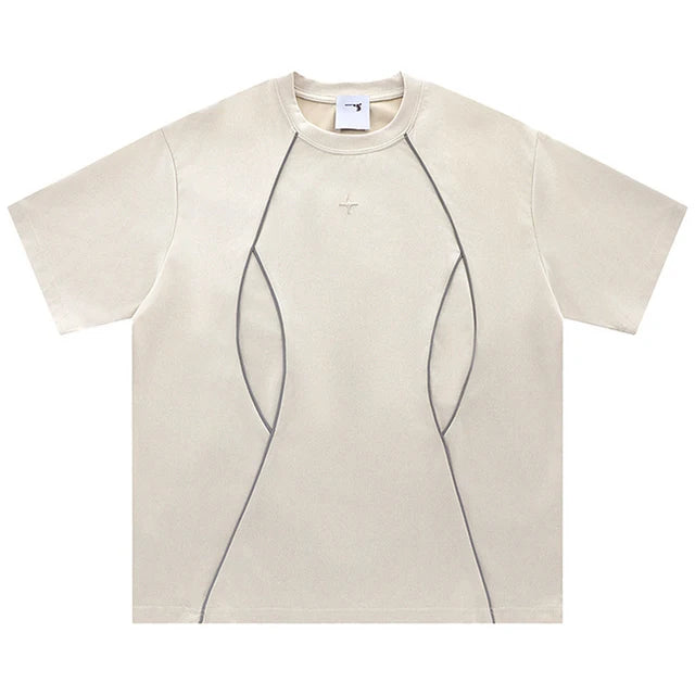 Men Suede Tshirt Reflective Striped