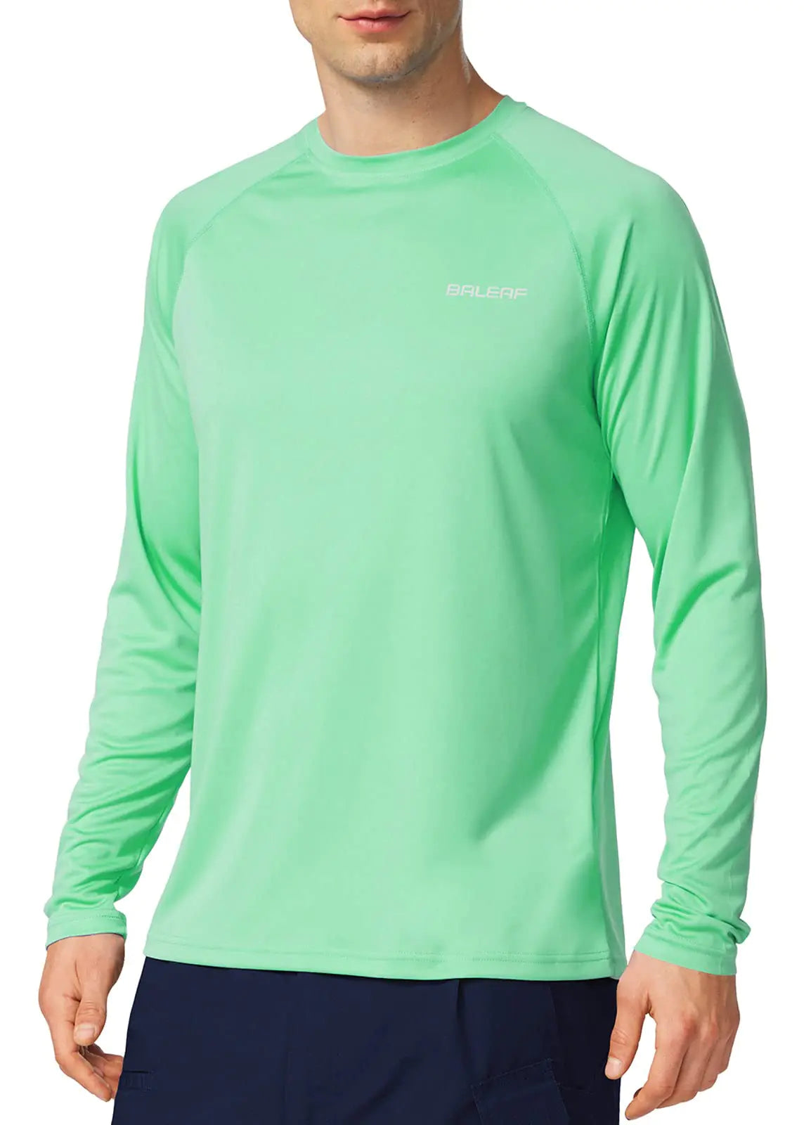 BALEAF Men's Sun Protection Shirts UV SPF UPF 50+ Long Sleeve Rash Guard Fishing Running Quick Dry Lightweight 02-beach Glass Large